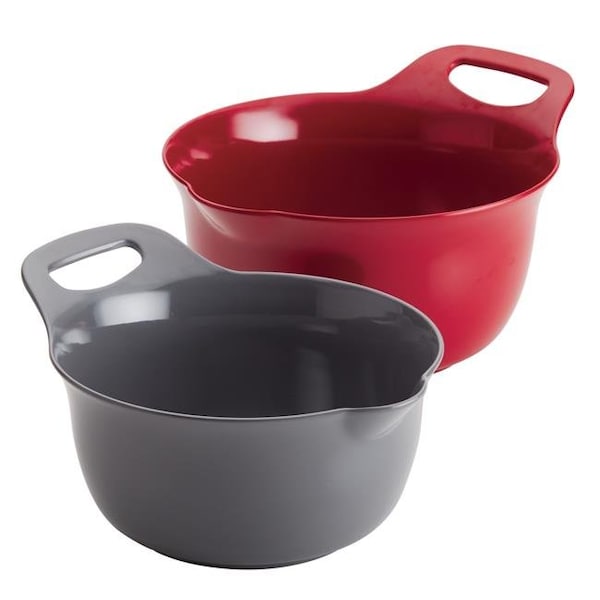 Rachael Ray Rachael Ray 47645 Tools & Gadgets Nesting Mixing Bowl Set; 2 Piece - Red & Gray - 47645
