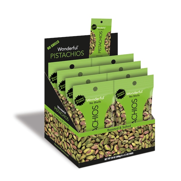 Pistaches Maravillosos Pistache Tostado y Salado Sin Cáscara 2.5 oz., Paquete de 24 - 070146A25M