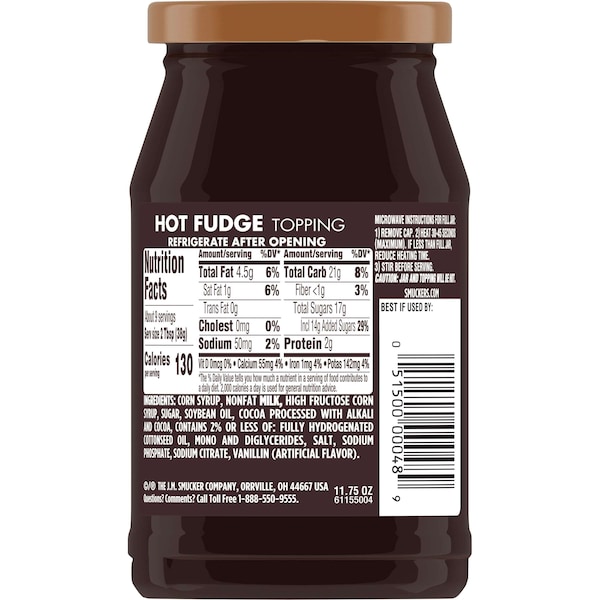 Cobertura de Fudge Caliente Smucker's Smucker's en frasco de 11.75 oz, paquete de 12 - 5150000048