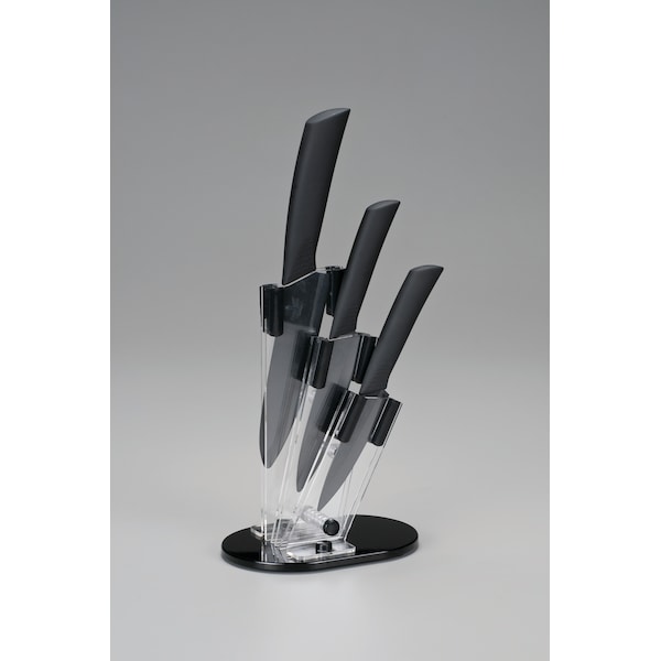 Gatco Timberline Knives 2016 Gatco Cape Cod 3-Piece Black Ceramic Cutlery Set W/Acrylic Display - GAT-8119