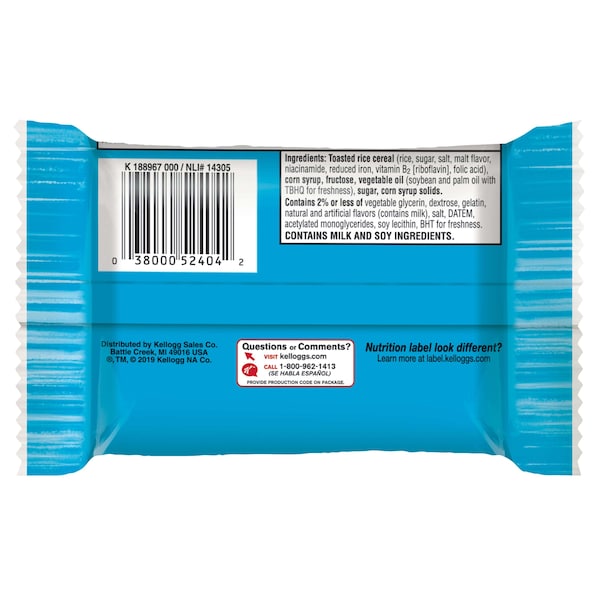Kellogg's Rice Krispies Original Square Treat 2.13 oz., Paquete de 48 - 3800052402