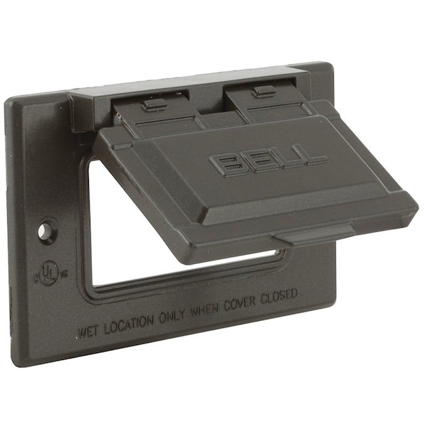 Hubbell Cover, 2-13/16 in L, 4-9/16 in W, Metal, Bronze, Powder-Coated - 5101-7