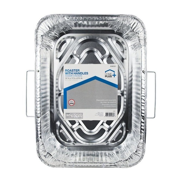 Home Plus Durable Foil 11-7/8  W X 16-5/8  L Roaster with Handles Silver 1 pc - D49113