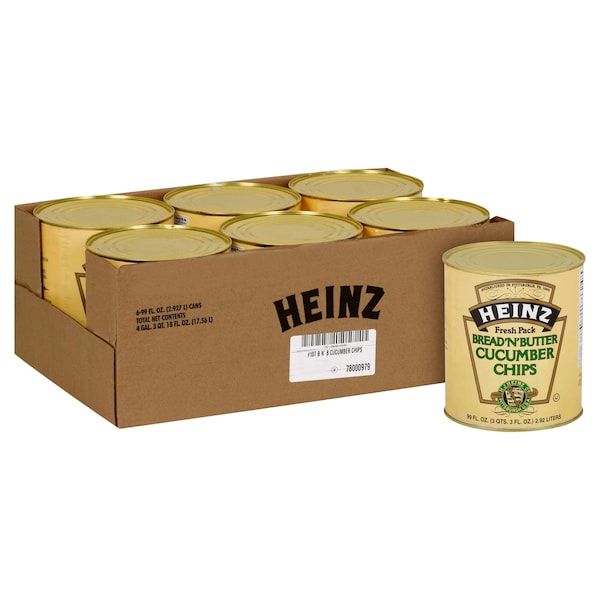 Heinz Bread N Butter Pepinillos en rodajas 99 fl. oz., PK6 - 10013000643600