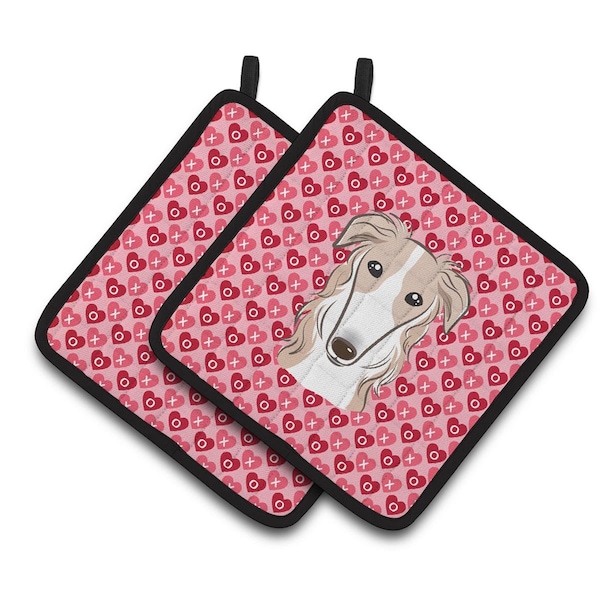 Carolines Treasures Borzoi Hearts Pair of Pot Holders - BB5298PTHD