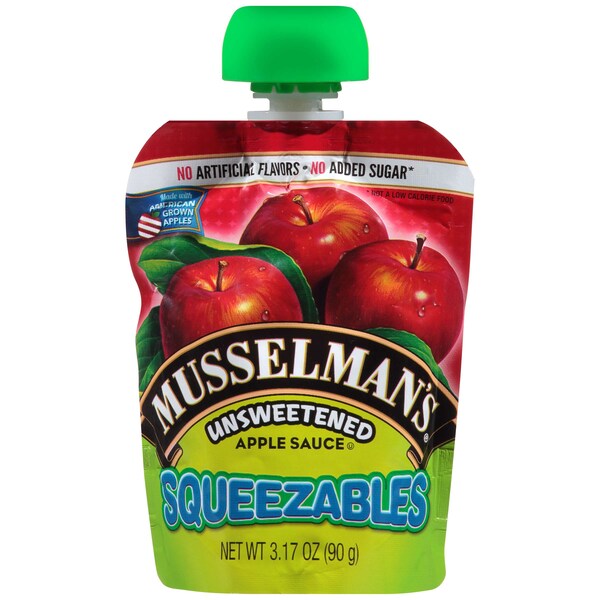 Compota de manzana sin azúcar Musselman's Squeezables de 3.17 oz, paquete de 48 - FFASU1848MUS01.