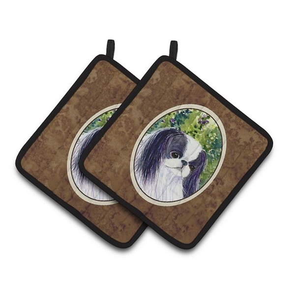 Carolines Treasures Japanese Chin Pair of Pot Holders, 7.5 x 3 x 7.5 in. - SS8730PTHD