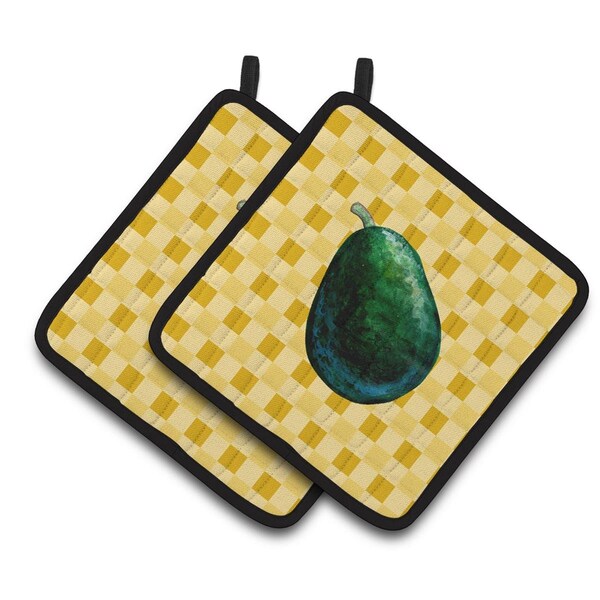 Carolines Treasures Whole Avacado on Basketweave Pair of Pot Holders - BB7220PTHD
