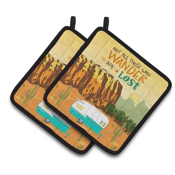 Carolines Treasures Retro Camper Camping Wander Pair of Pot Holders - VHA3025PTHD