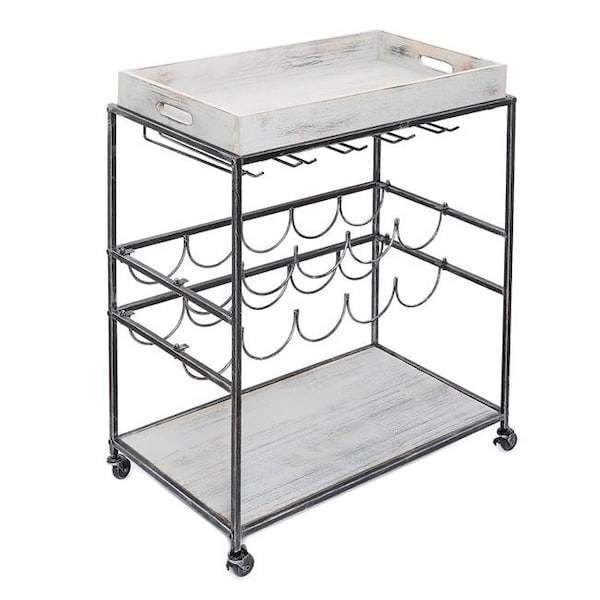 Seatsolutions Avalon Wine and Serving Cart  Antique Pewter and Gray - 28 x 16 x 32 in. - SE818792