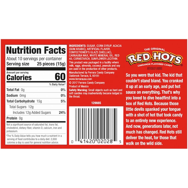 Dulces picosos Red Hots en caja de teatro original de 5.5 oz., paquete de 12 - 2028