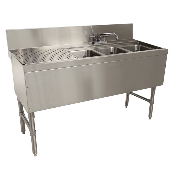 Advance Tabco Prestige Underbar Sink Unit 3-compartment 60 in.W x 25 in.D x 36 in.H - PRB-24-53R