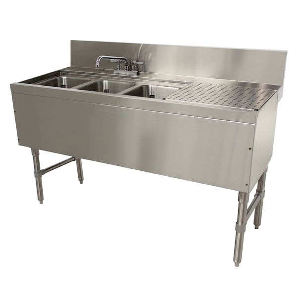 Advance Tabco Prestige Underbar Sink Unit 3-compartment 60 in.W x 25 in.D x 36 in.H - PRB-24-53L