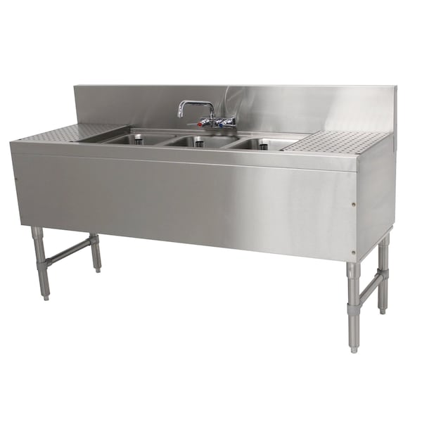 Advance Tabco Prestige Underbar Sink Unit 3-compartment 72 in.W x 20 in.D x 36 in.H - PRB-19-63C