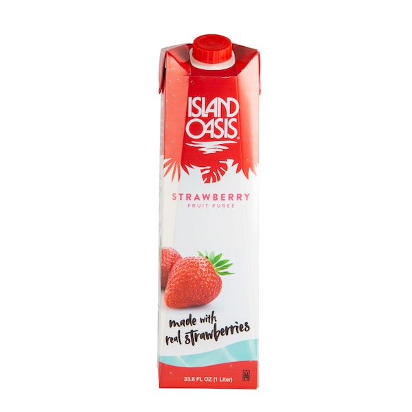 Island Oasis Mezcla de Bebida Congelada y Smoothie de Fresa Aseptic en Cartón de 1 Litro, PK12 - 20362