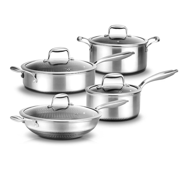 Nutrichef 8Pcs Triply S.Steel Cookware Set - NC3PLY8Z