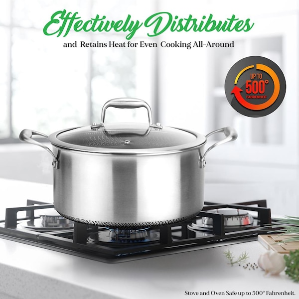 Nutrichef 8Pcs Triply S.Steel Cookware Set - NC3PLY8Z