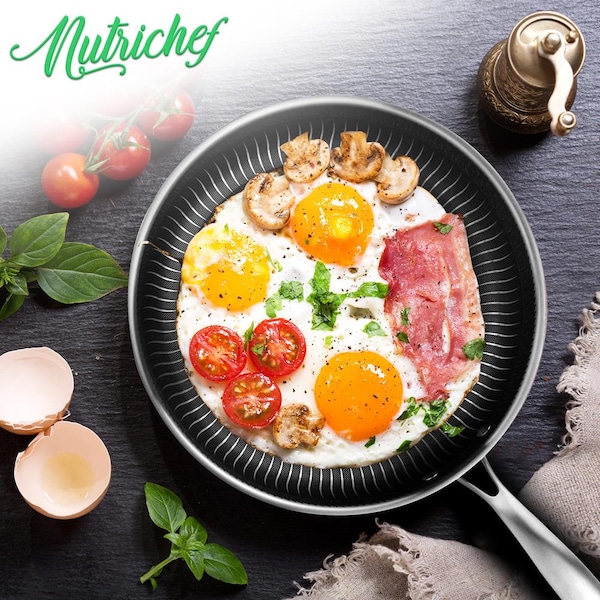 Nutrichef 8Pcs Triply S.Steel Cookware Set - NC3PLY8Z