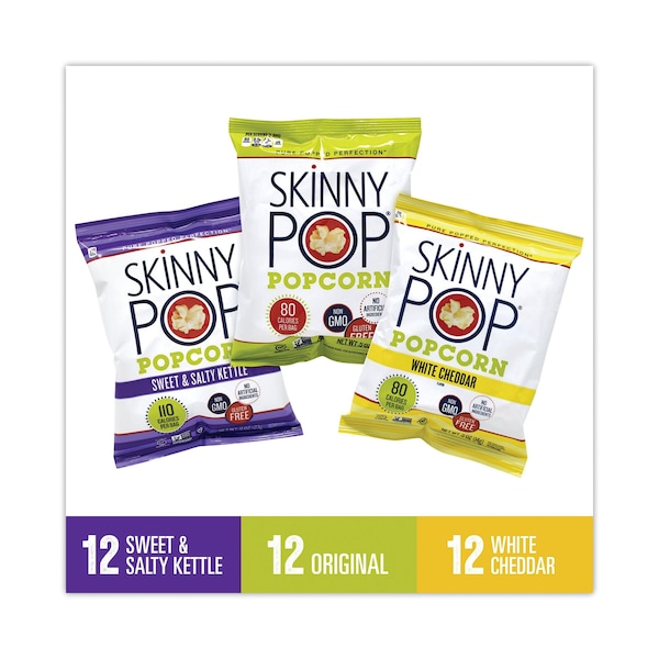 Paquete de bocadillos variados de palomitas Skinnypop, bolsa de 0.5 oz, paquete de 36 unidades - 2106