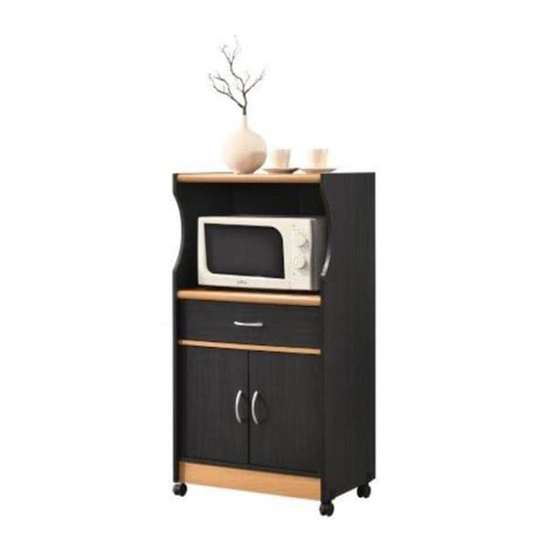 Made-To-Order 45.4 x 15.5 x 23.6 in. Microwave Kitchen Cart, Black & Beech - MA2584706