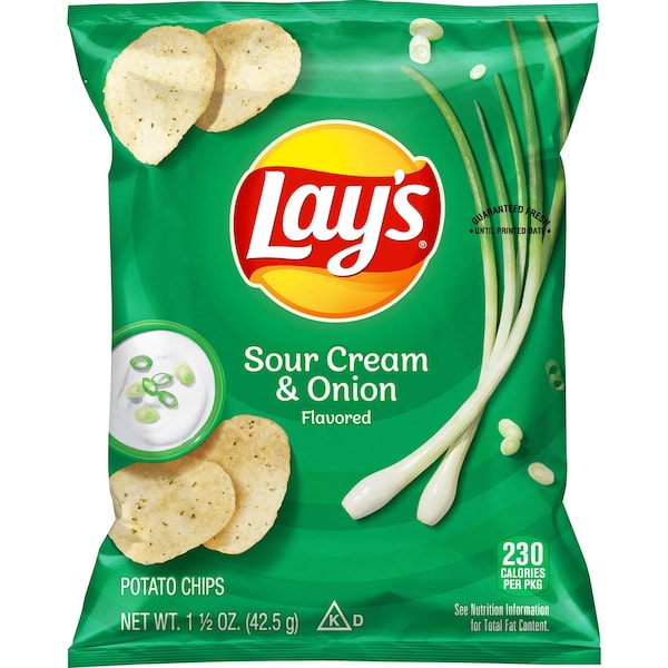 Lays Lays Papas Fritas de Crema Agria y Cebolla 1.5 oz. Bolsas, PK64 - 44361