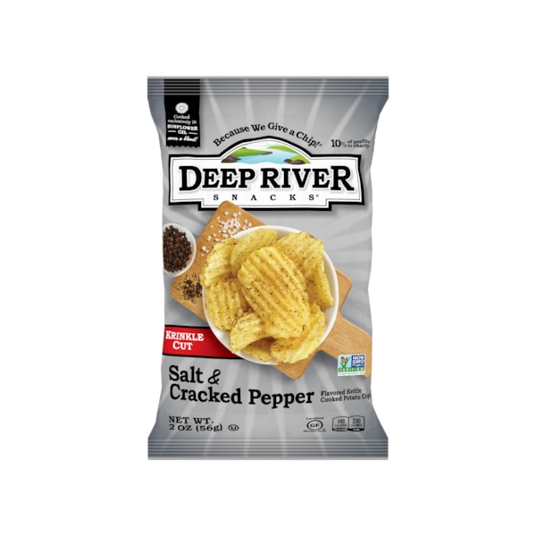 Botana de Papa Deep River Snacks con Pimienta Agrietada y Sal de 2 oz., PK24 - 17114
