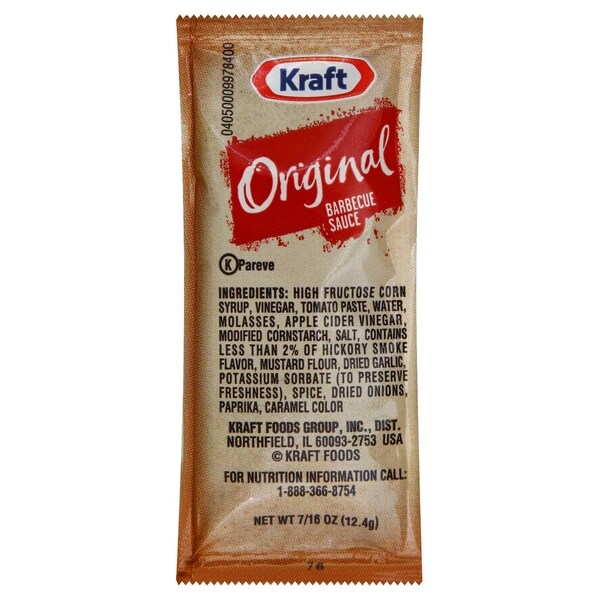 Salsa de Barbacoa Kraft en paquete de 0.438 oz, PK204 - 10021000664778.