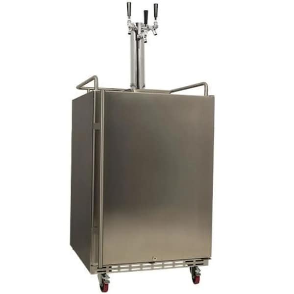 Edgestar 24 Inch Wide Triple Tap Kegerator for Full Size Kegs with Electronic Control Panel - KC7000SSTRIP