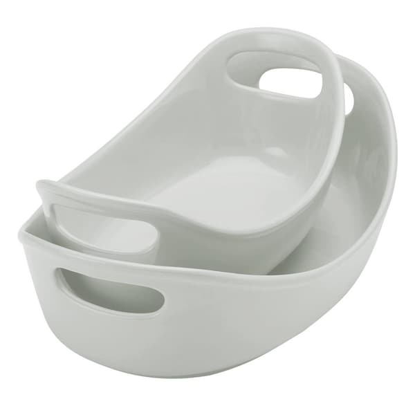 Rachael Ray Ceramics Bubble & Brown Oval Baker Set2 Piece Light Sea Salt Gray - 47655