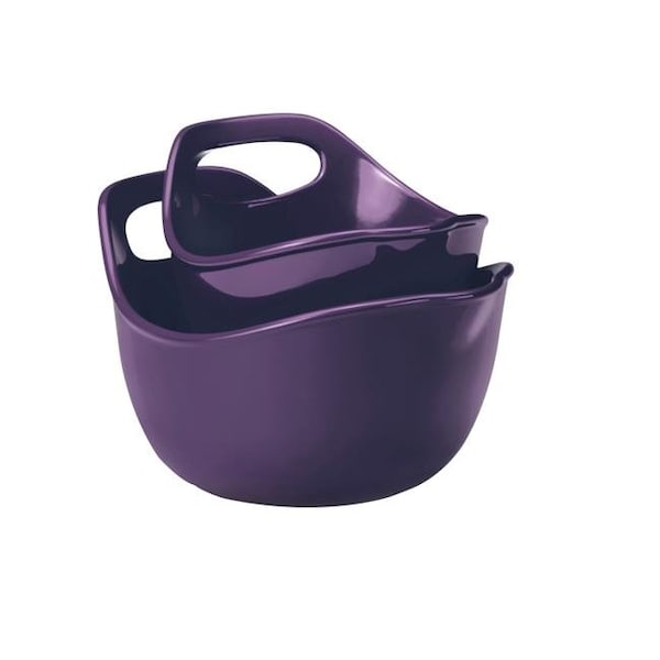 Rachael Ray Rachael Ray 47497 Ceramics 2 Piece Mixing Bowls Set; Purple - 47497