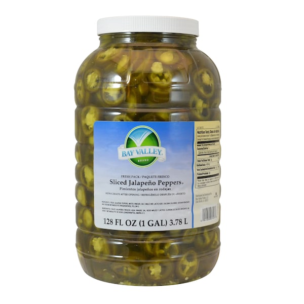 Rebanadas de chiles jalapeños en rodajas del Valle de Bay 810-1028 1 galón de contenedor de chiles, PK4 - 12730721170