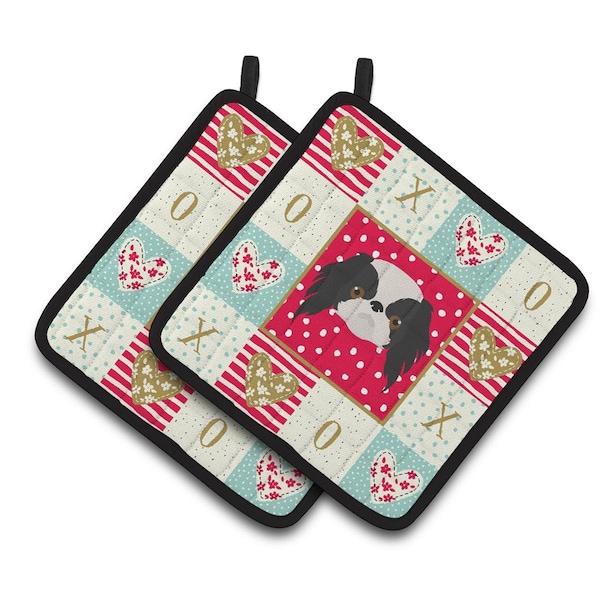 Carolines Treasures 7.5 x 7.5 in. Japanese Chin Love Pair of Pot Holders - CK5209PTHD