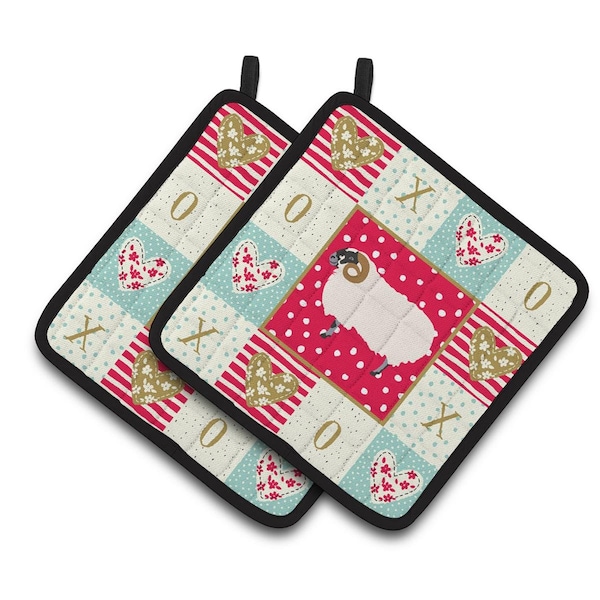 Carolines Treasures 7.5 x 7.5 in. Scottish Blackface Sheep Love Pair of Pot Holders - CK5400PTHD