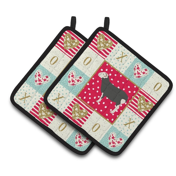 Carolines Treasures 7.5 x 7.5 in. Herwick Sheep Love Pair of Pot Holders - CK5397PTHD