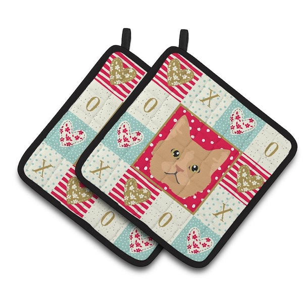 Carolines Treasures 7.5 x 7.5 in. Selkirk Rex Cat Love Pair of Pot Holders - CK5160PTHD