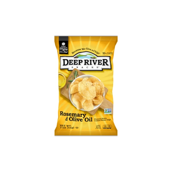 Papas fritas de Kettle de Deep River Snacks sabor romero y aceite de oliva 2 oz., paquete de 24 - 17486