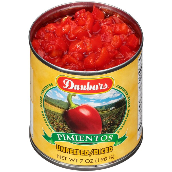 Dunbar Diced Unpeeled Pimientos, Paquete de 24 - 07084211240001