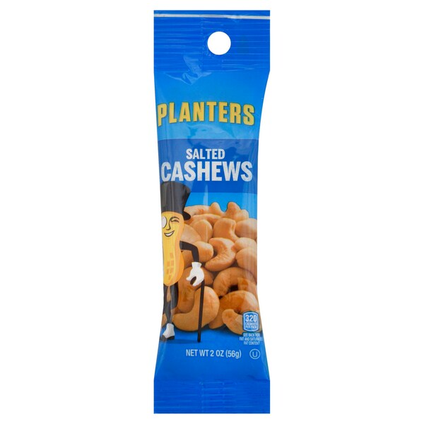 Planters Tubo de 2 oz. de Cashews Salados, Paquete de 45 - 10029000016467