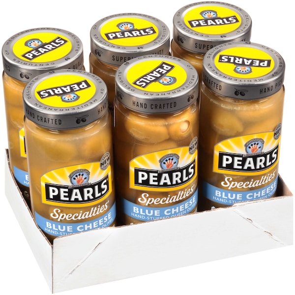 Aceitunas rellenas de queso azul Pearls Pearls 6.7 oz., paquete de 6 - 1980315