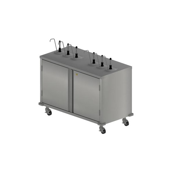 Bk Resources Stainless Steel Single Sided 3 Condiment Cart With 6 Pumps 48"L x 24"W - CC-R-486