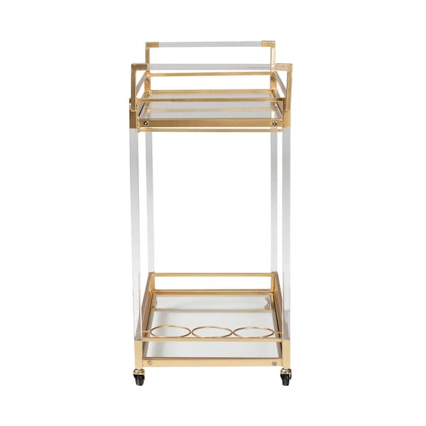 Baxton Studio Savannah Contemporary Glam and Luxe Gold Metal and Glass Wine Cart - 220-12524-ZORO