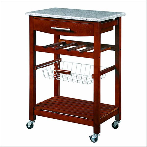 Linon Kitchen Island Granite Top -Wenge Finish - 44037WENGE-01-KD-U