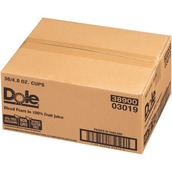 Peras en trozos Dole en jugo taza de 4 oz, paquete de 36 - 03019.