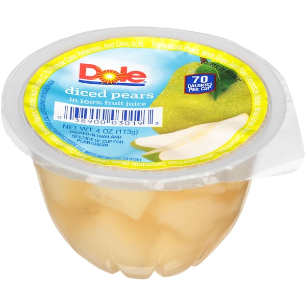 Peras en trozos Dole en jugo taza de 4 oz, paquete de 36 - 03019.