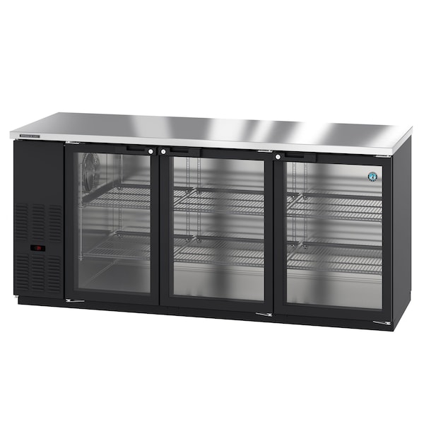 Hoshizaki America Refrigerator, Three Section, Black Vinyl Back Bar Back Bar, Glass Doors,  - BB80-G
