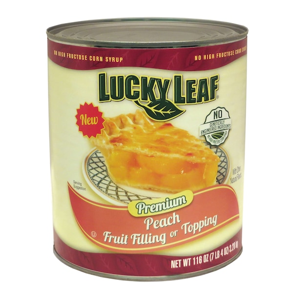 Hoja de la suerte Relleno o Topping de Durazno Premium Lucky Leaf #10 Lata, Paquete de 3 - FFPFP4042LKL01