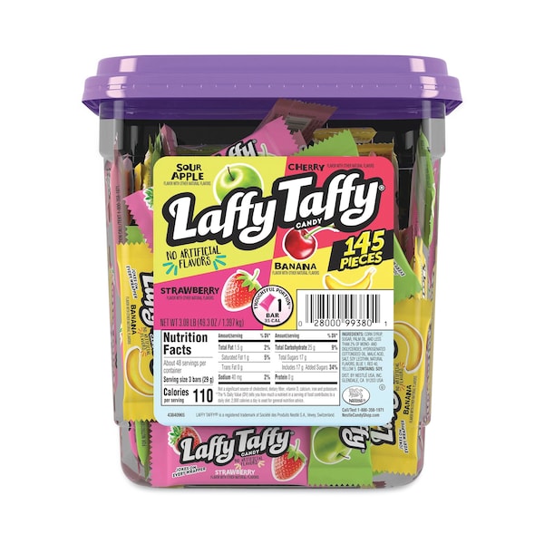Nestlé Laffy Taffy, Sabores Variados, Tarro de 308 lb, 145 piezas envueltas - 788749