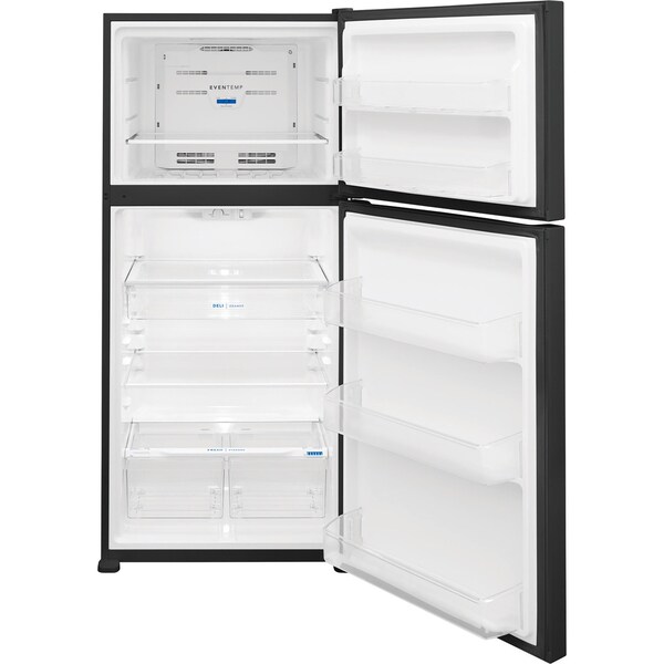 Almo 20.4 cu. ft. No-Frost Top Mount Refrigerator with LED Lighting and Reversible Door, Black - FFTR2045VB