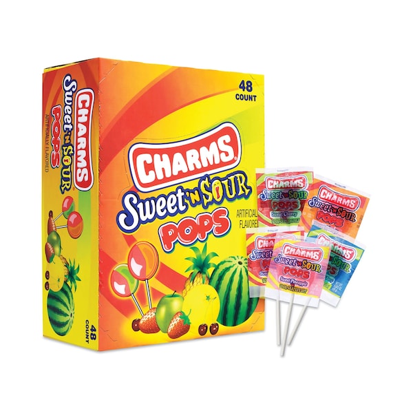 Paletas Dulces y Ácidas, 195 lb, Sabores Variados, Paquete de 48, 48 Paquetes - 295132
