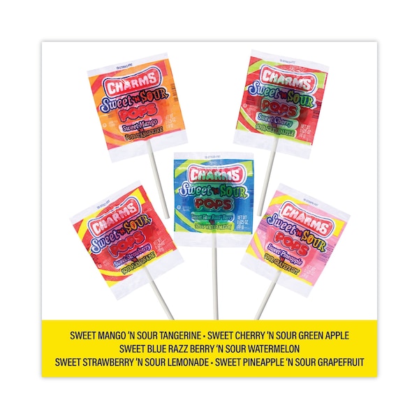 Paletas Dulces y Ácidas, 195 lb, Sabores Variados, Paquete de 48, 48 Paquetes - 295132